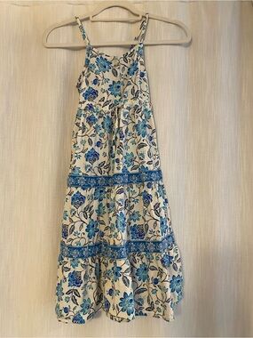 Old Navy White & Blue Floral Tiered Sundress